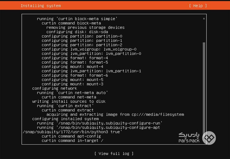 نمایش فرایند نصب ubuntu سرور