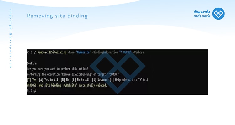 حذف سایت binding