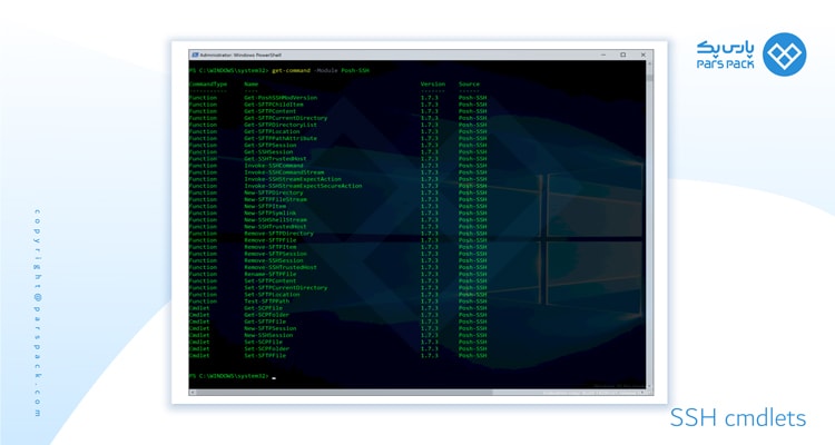 دستور SSH-cmdlets در پاورشل