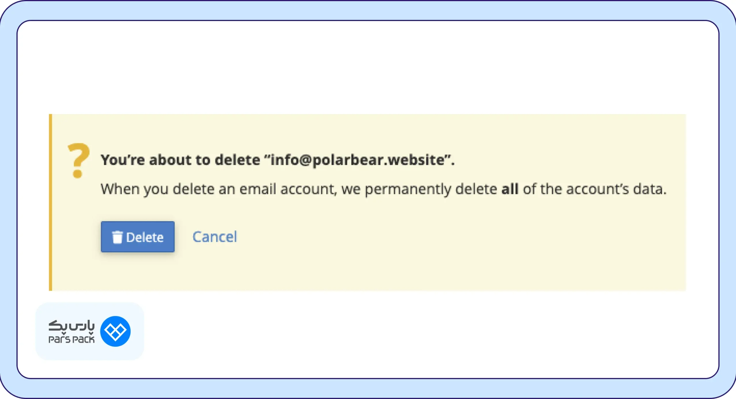 قسمت Delete Email Accounts