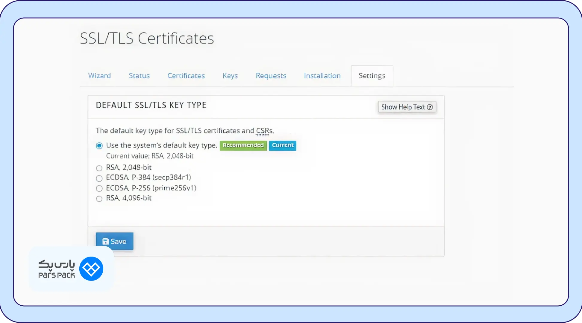 تب Settings