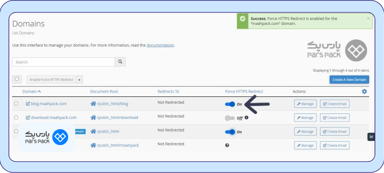 انجام Force HTTPS Redirect