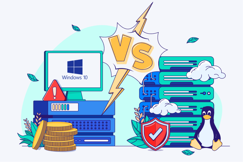 مقایسه VPS ویندوز 10 و لینوکس تفاوت سرور مجازس ویندوز 10 و سرور مجازی لینوکس