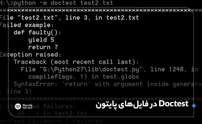 ماژول doctest python برای تست