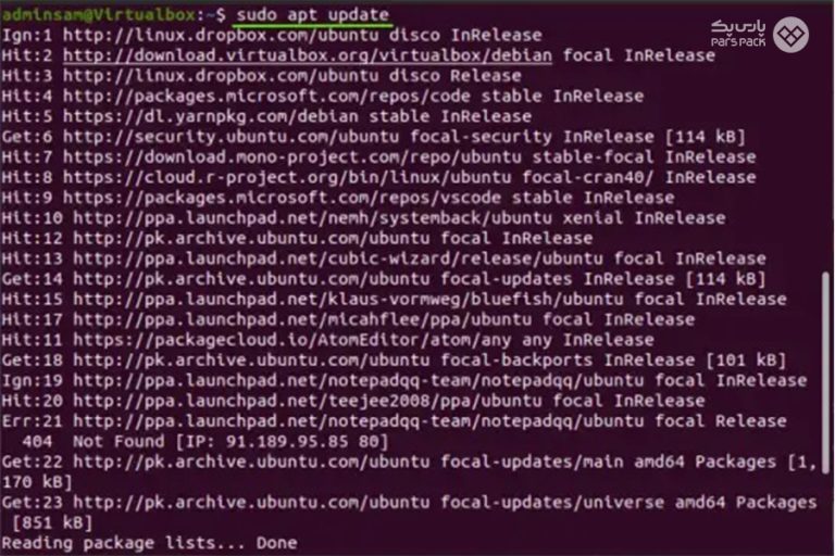 آموزش تصویری نصب Yarn در Ubuntu 20.04 (گام به گام) پارس پک