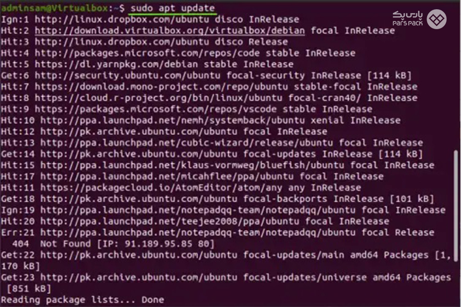 مراحل نصب Yarn در Ubuntu 20.04