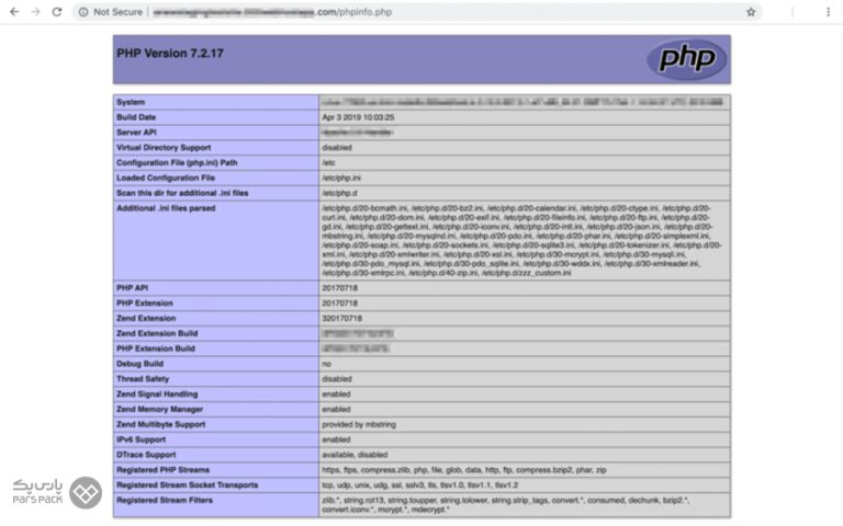 نحوه ساخت فایل phpinfo و بررسی اطلاعات PHP - پارس پک
