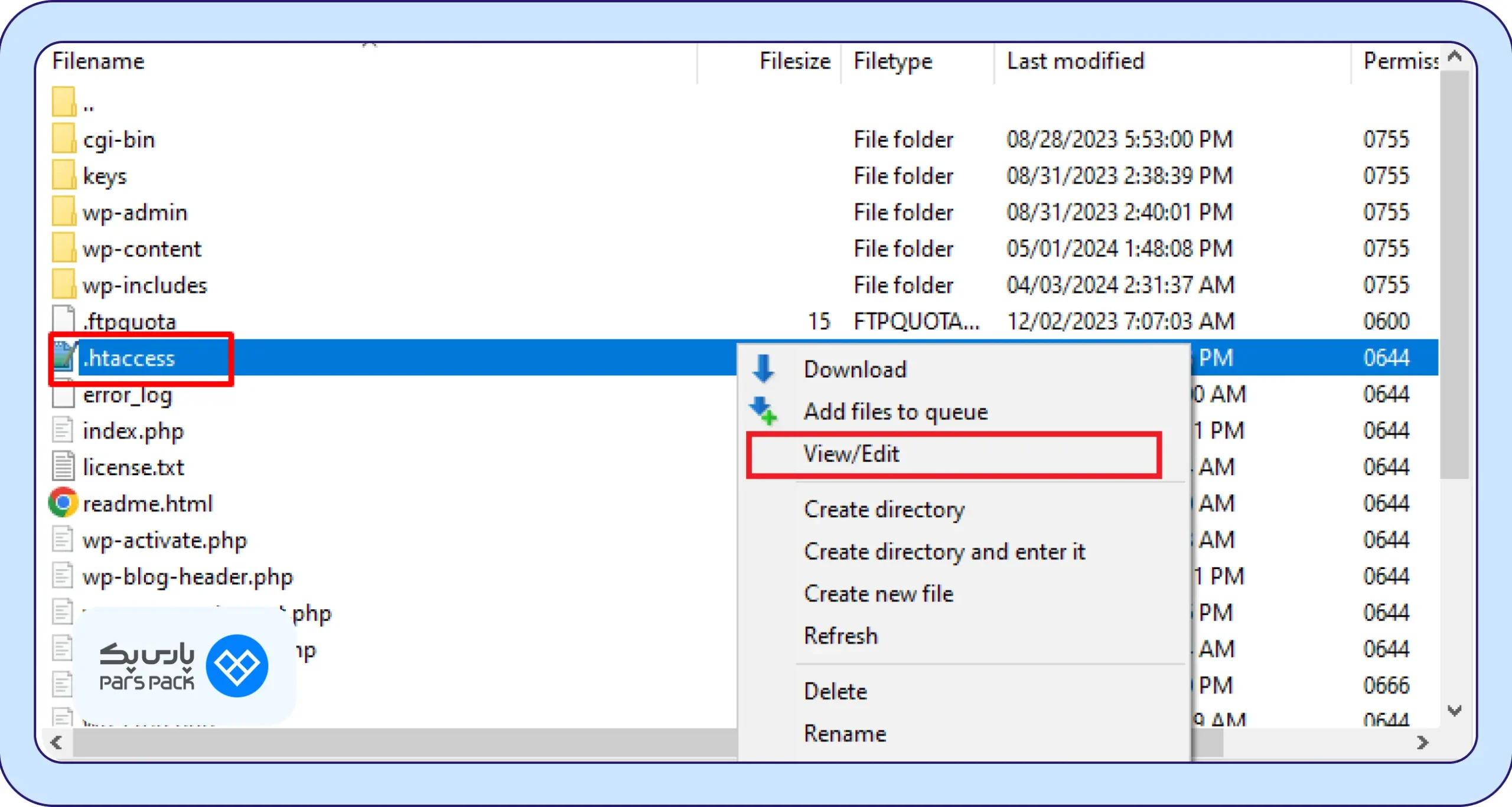ویرایش فایل htaccess. ویرایش فایل htaccess.