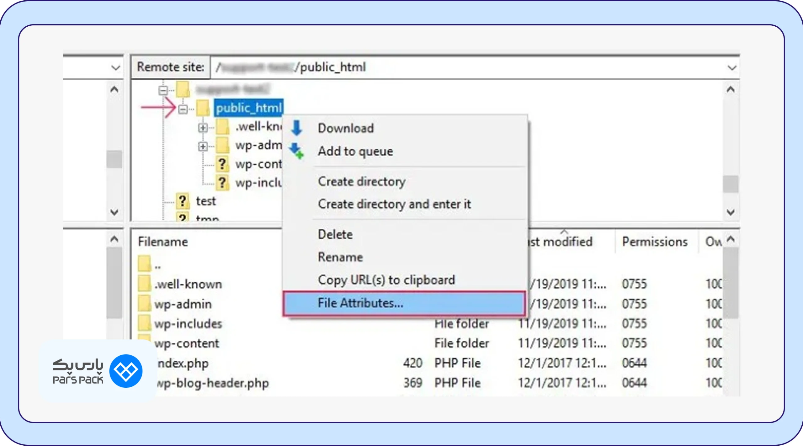 گزینه File Attributes گزینه File Attributes
