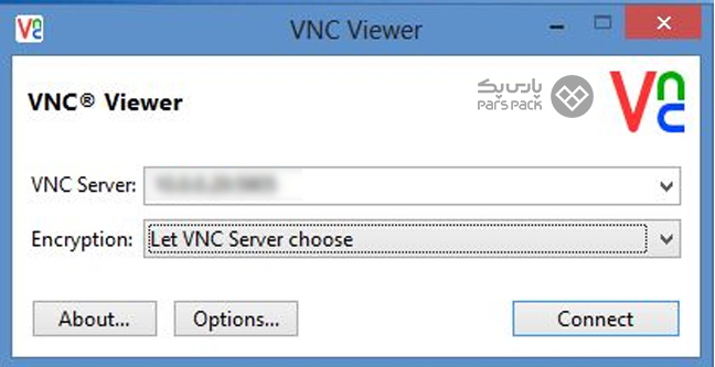 بازکردن سشن جدید برای اتصال به سرور در VNC Viewer