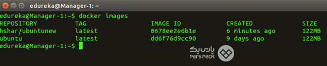 خروجی دستور Docker Image در ترمینال