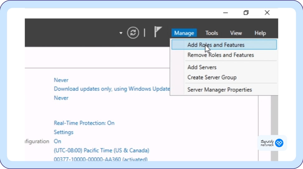 آموزش انتخاب گزینه Add Roles And Features در ویندوز