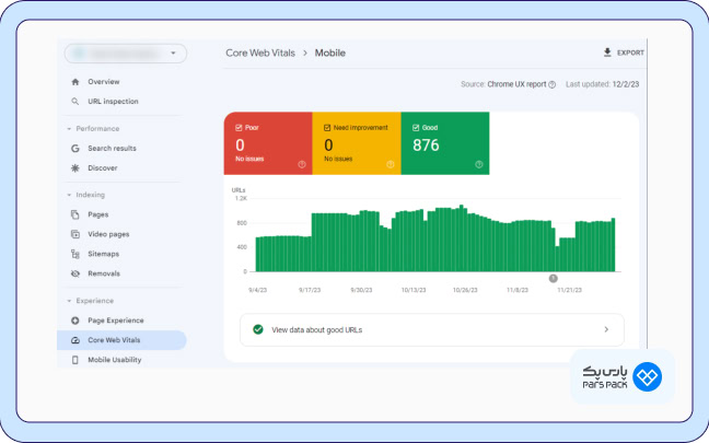 Google Search Console برای بررسی LCP، FID و CLS