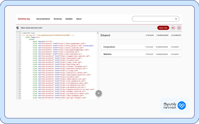 بررسی اسکیماهای سایت با Schema.org