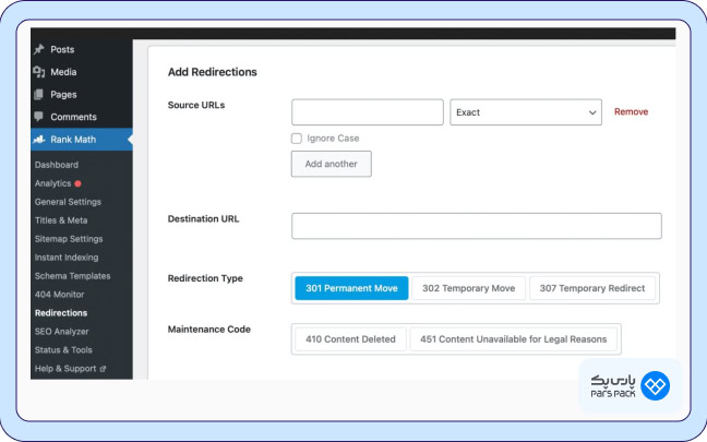 آموزش گام به گام ریدایرکت ۳۰۱ در Rank Math SEO