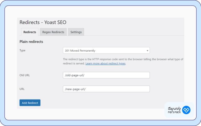 ورود به بخش Redirects در پلاگین yoast