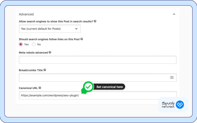 تنظیم URL Canonical با استفاده از Yoast