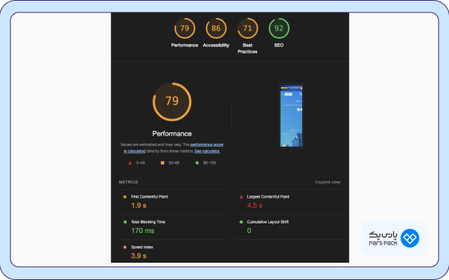 بخش Analyze Page Load در Lighthouse