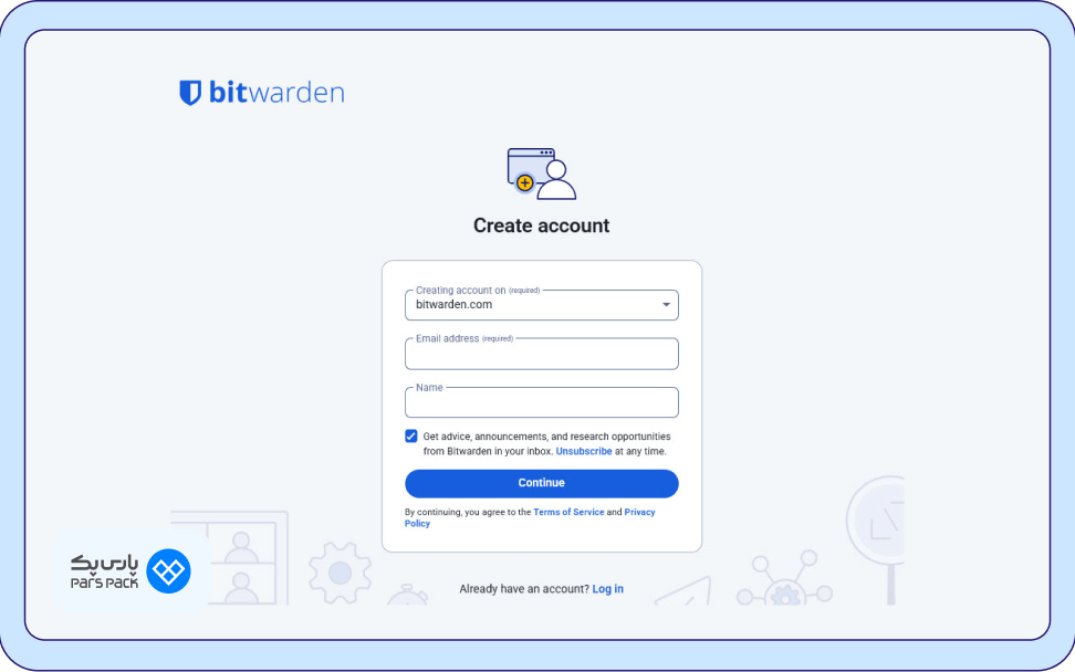 ساخت اکانت در bitwarden