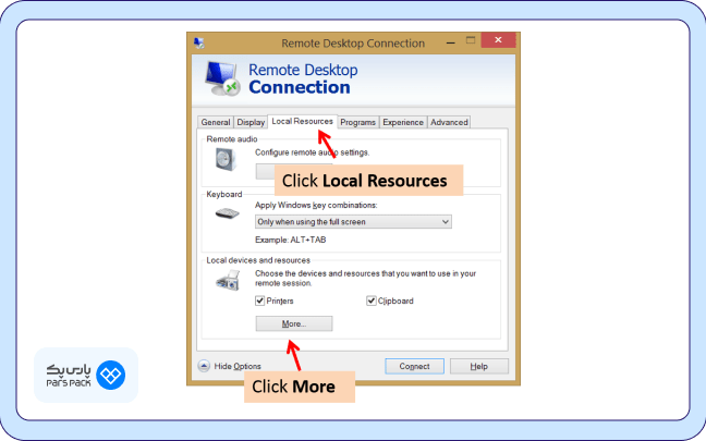 تنظیمات تب Local Resources