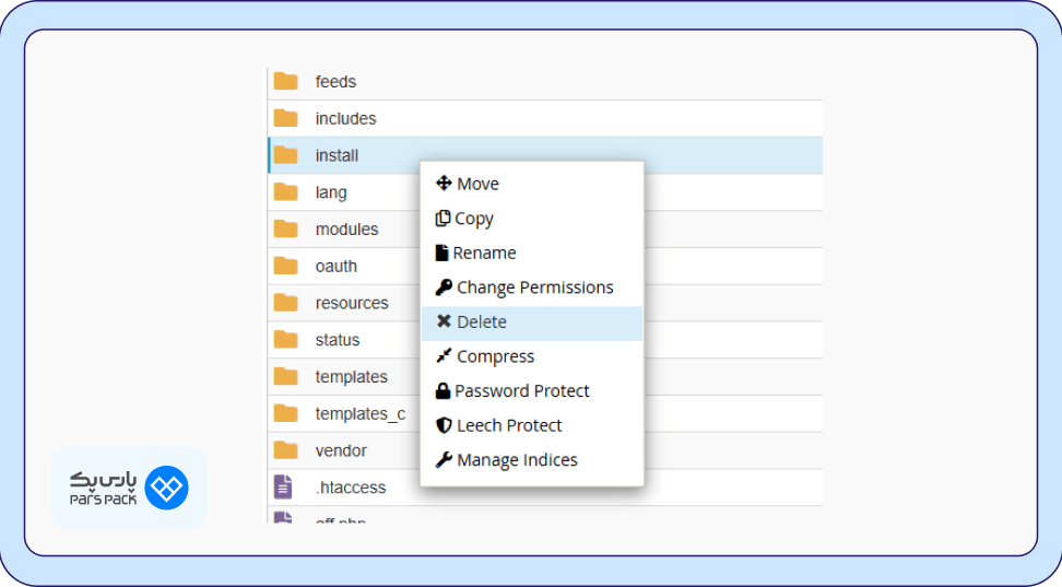 تکمیل نصب و حذف پوشه install