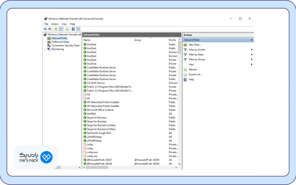 نحوه آپلود نرم‌افزار در فایروال ویندوز 