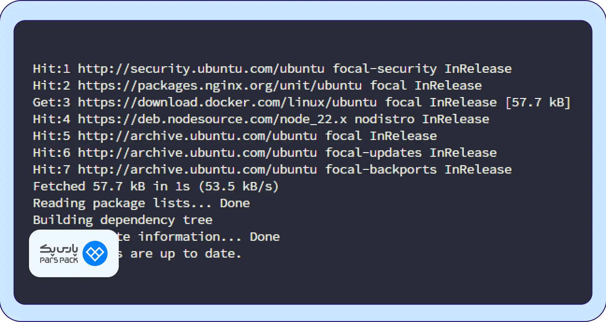 بهروزرسانی موفق بستهها مرحله اول هروزرسانی بستهها و نصب Nginx