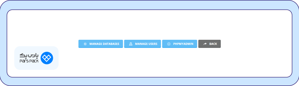 کلیک روی manage دسترسی به phpMyAdmin با کلیک روی manage