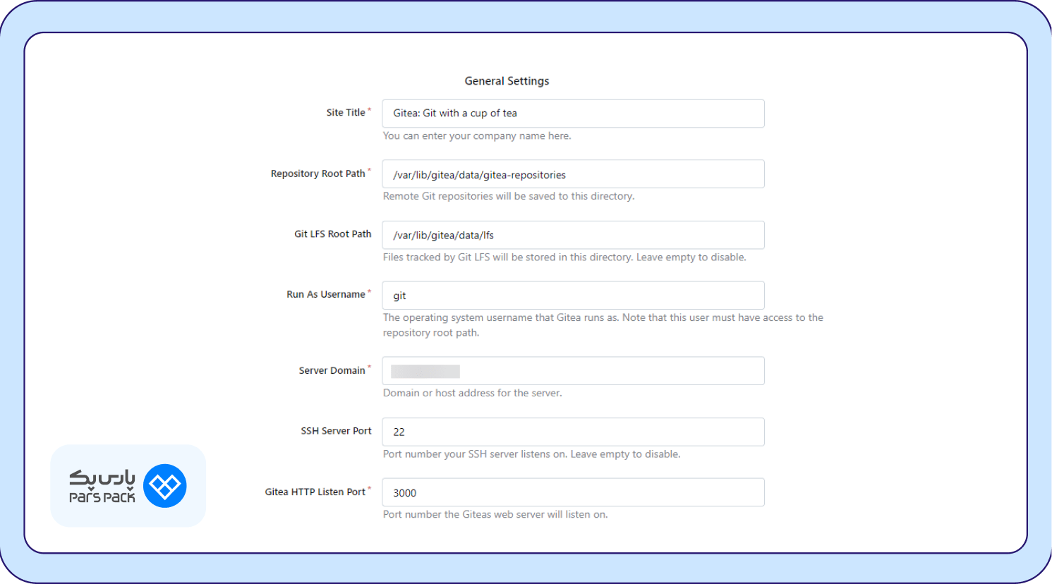 تنظیمات عمومی برنامه