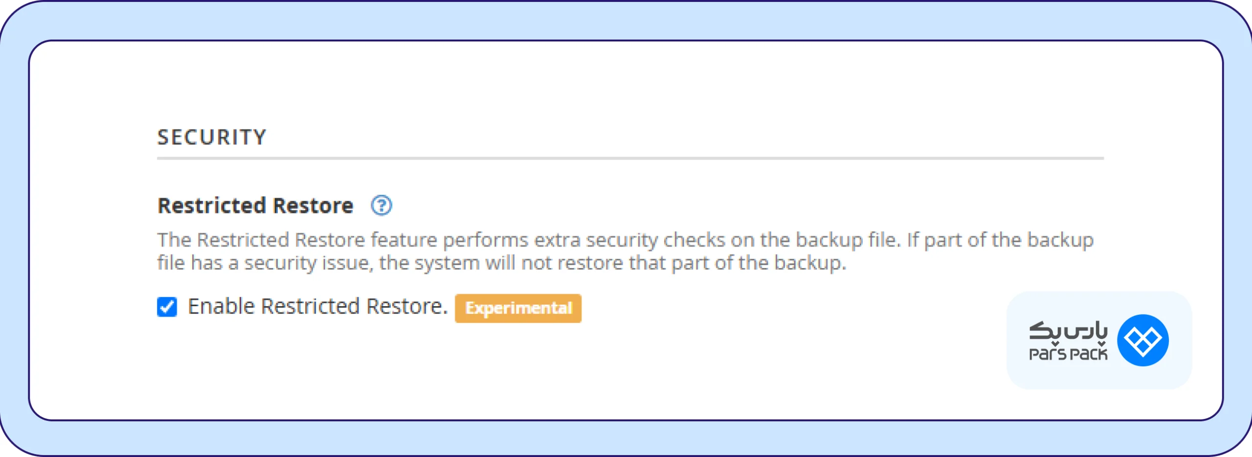 فعالسازی ویژگی Restricted Restore فعالسازی ویژگی Restricted Restore