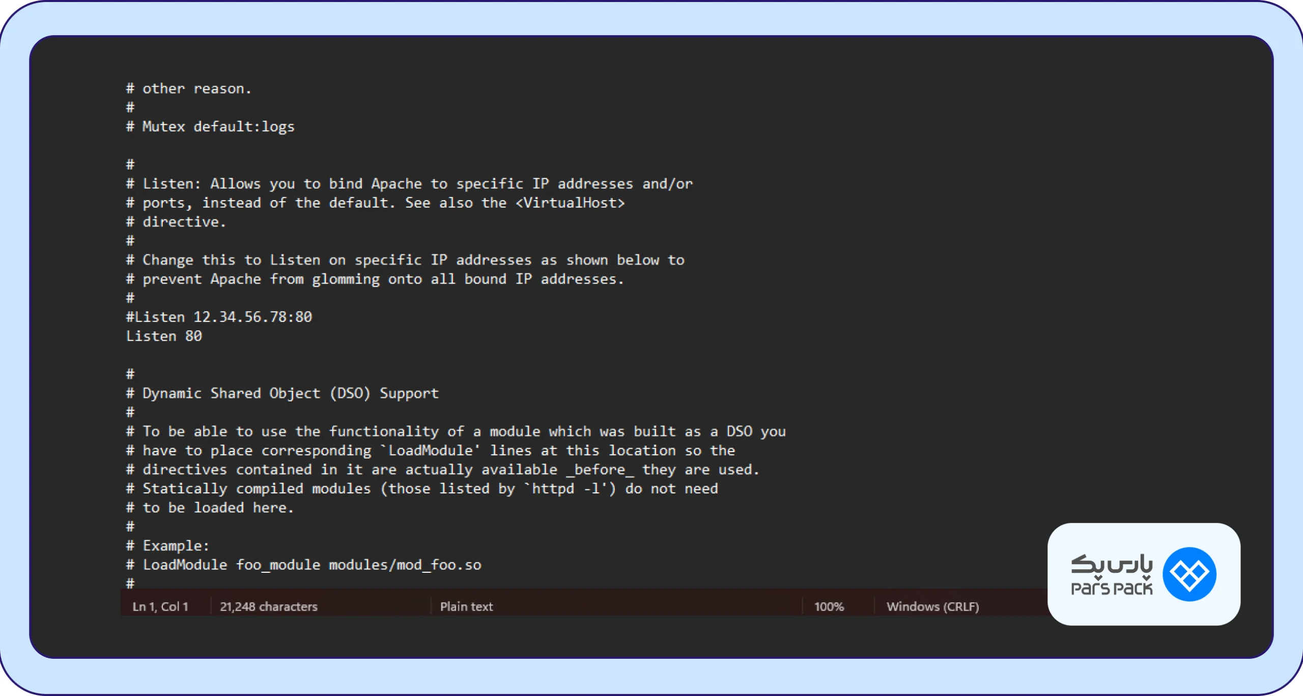 تغییر پورت Apache در فایل httpd.conf تغییر پورت Apache در فایل httpd.conf
