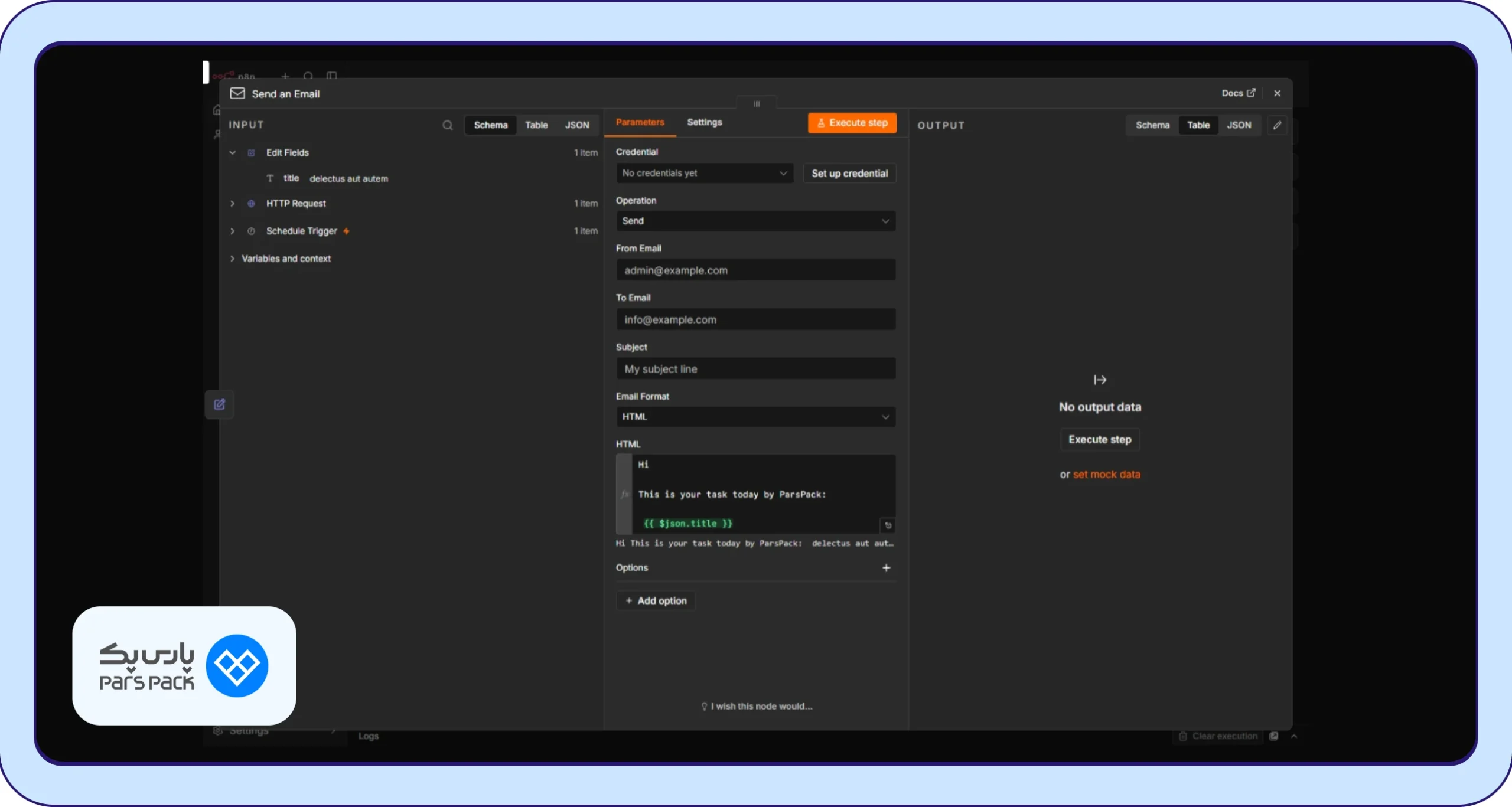Create new credential در بخش Credential